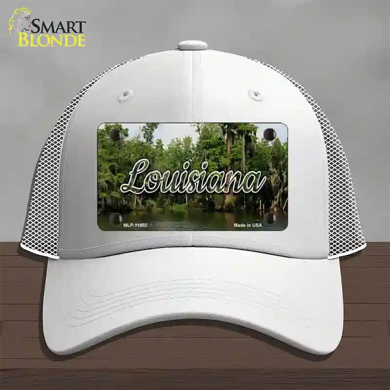 Louisiana Swamp State Novelty License Plate Hat Mesh / White