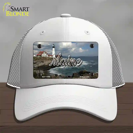 Maine Lighthouse Beach State Novelty License Plate Hat Mesh / White