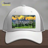 Minnesota City Skyline Sunset State Novelty License Plate Hat Mesh / White