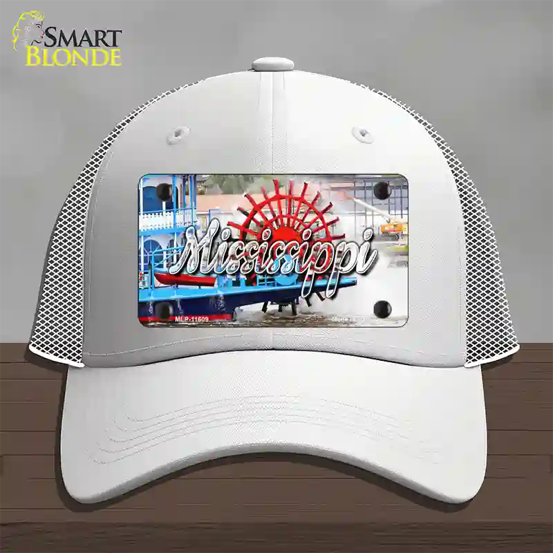 Mississippi Boat State Novelty License Plate Hat Mesh / White