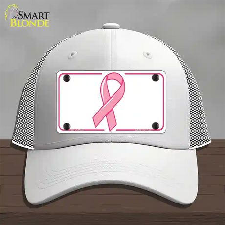 Breast Cancer Ribbon Novelty License Plate Hat Mesh / White