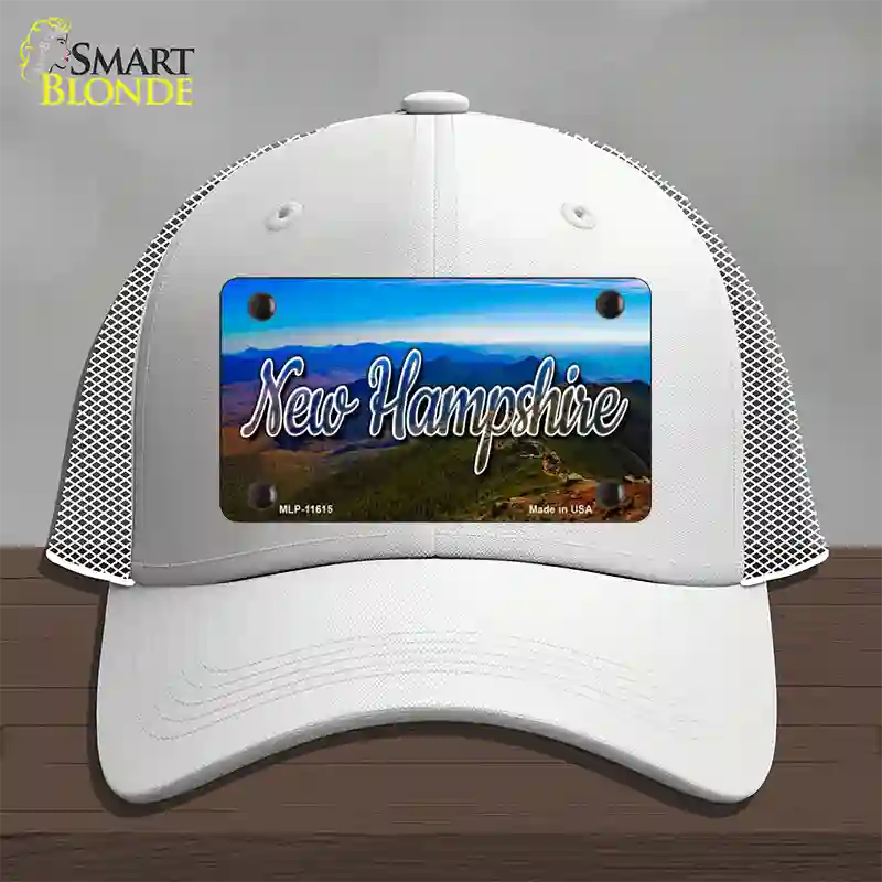 New Hampshire Mountain Range State Novelty License Plate Hat Mesh / White