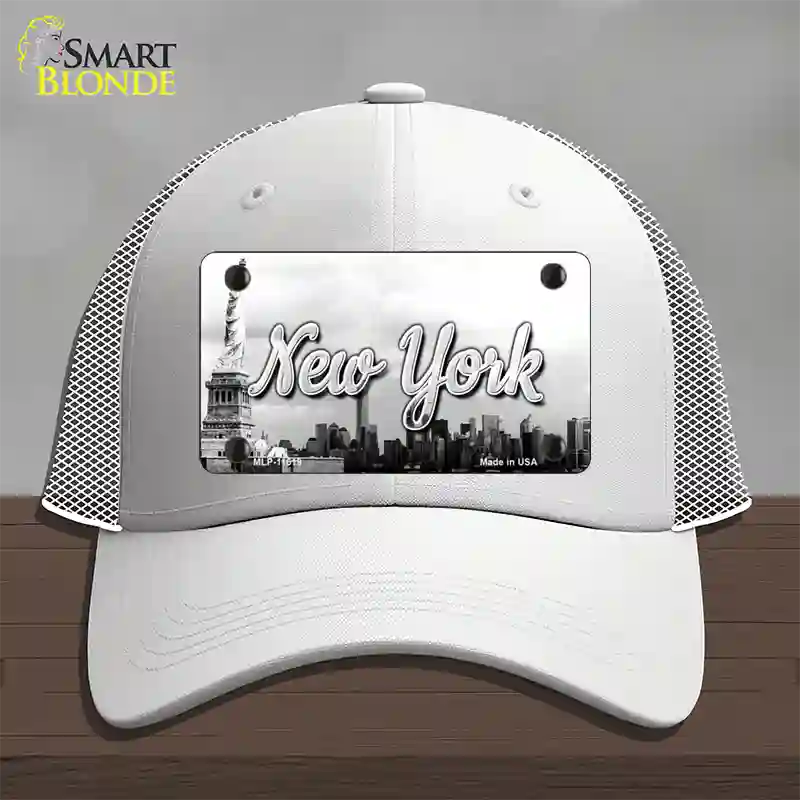 New York Statue of Liberty State Novelty License Plate Hat Mesh / White