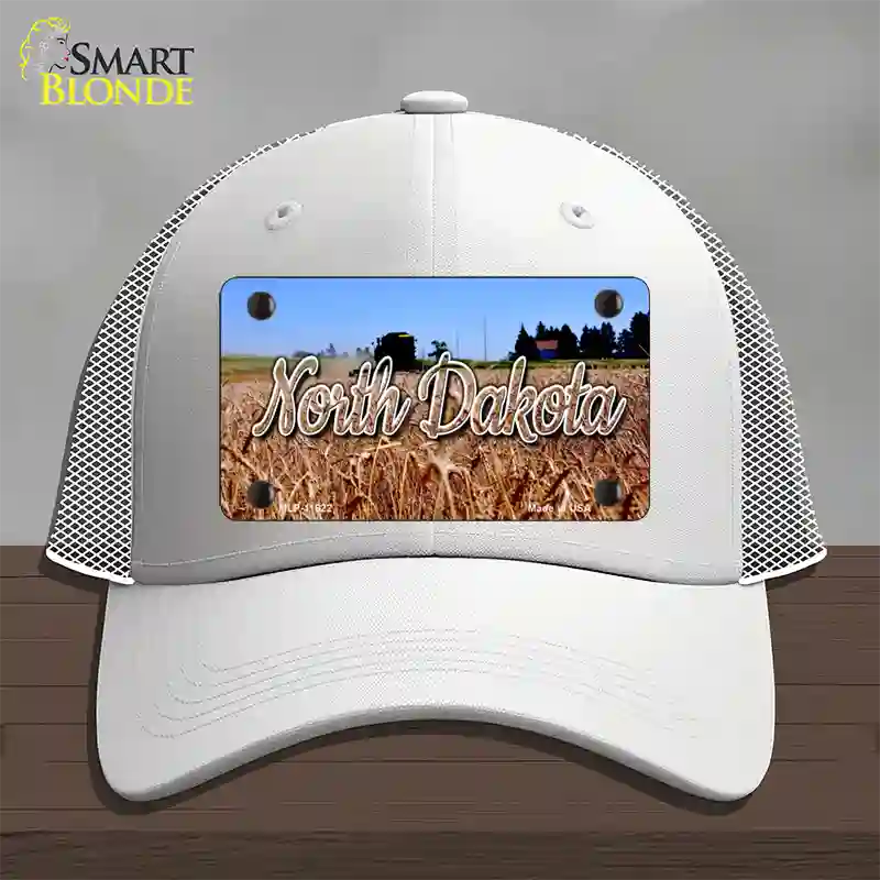 North Dakota Wheat Farm State Novelty License Plate Hat Mesh / White