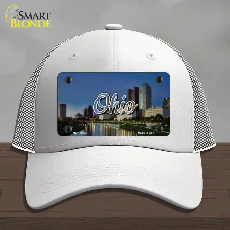 Ohio River City Skyline State Novelty License Plate Hat Mesh / White