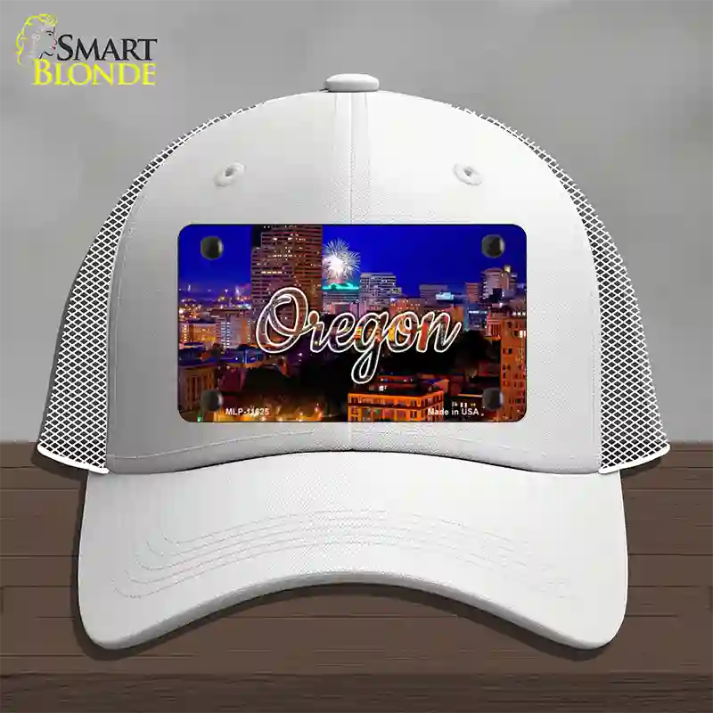 Oregon Firework City Lights State Novelty License Plate Hat Mesh / White