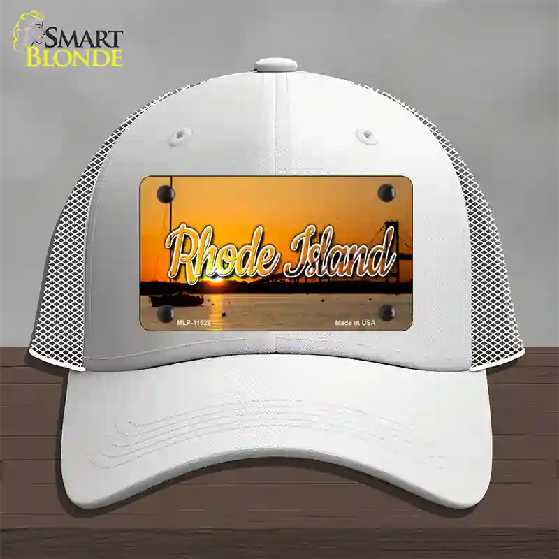 Rhode Island River Sunset State Novelty License Plate Hat Mesh / White