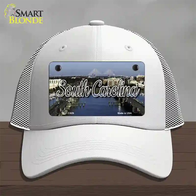 South Carolina City Bridge State Novelty License Plate Hat Mesh / White