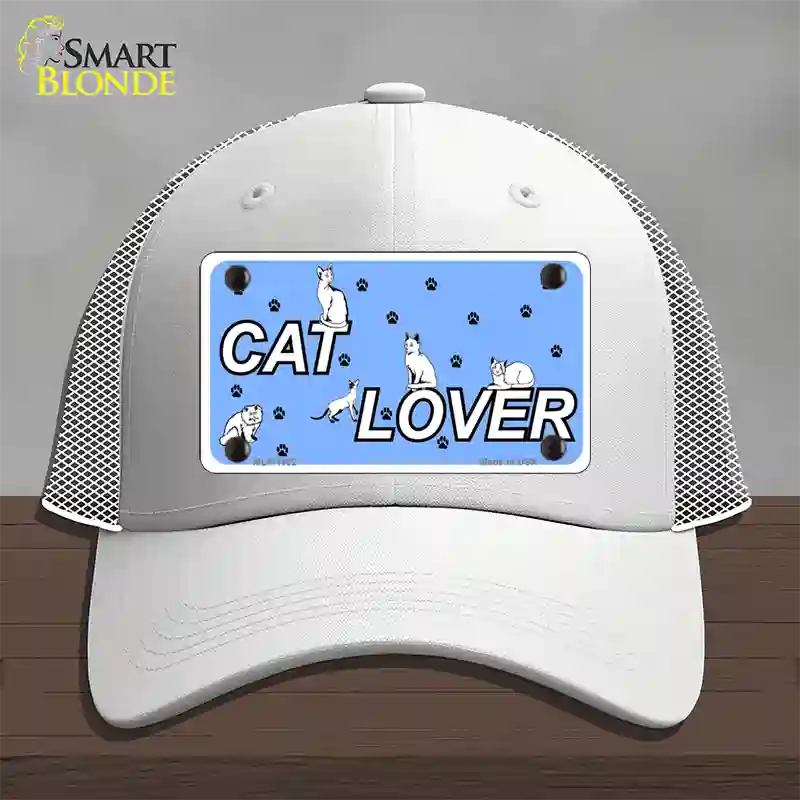 Cat Lover Novelty License Plate Hat Mesh / White