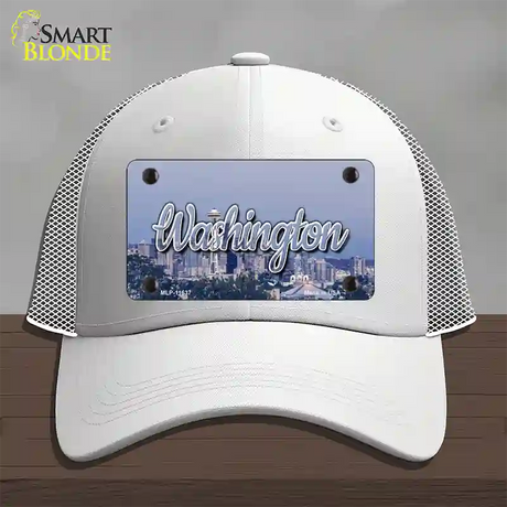 Washington Space Needle State Novelty License Plate Hat Mesh / White