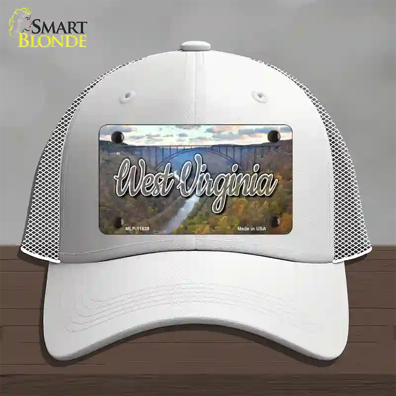 West Virginia River Bridge State Novelty License Plate Hat Mesh / White