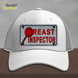 Breast Inspector Novelty License Plate Hat Mesh / White