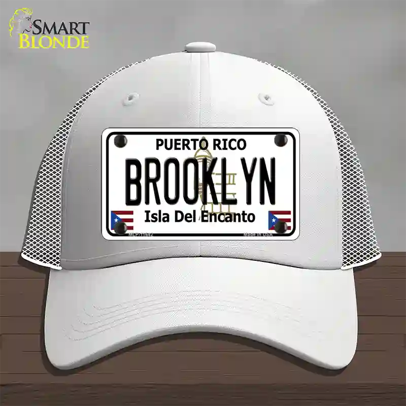 Brooklyn Puerto Rico Novelty License Plate Hat Mesh / White