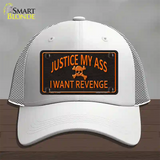 Justice My Ass Novelty License Plate Hat Mesh / White