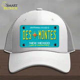 Des Montes Teal New Mexico Novelty License Plate Hat Mesh / White