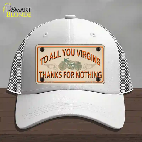 To All You Virgins Novelty License Plate Hat Mesh / White