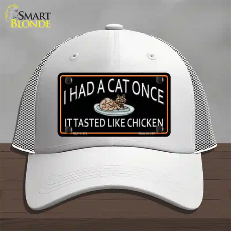 I Had A Cat Once Novelty License Plate Hat Mesh / White