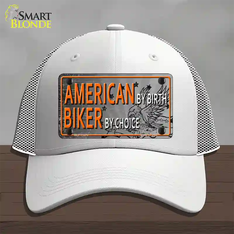 American Biker Novelty License Plate Hat Mesh / White