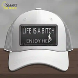 Life Is A Bitch Enjoy Her Novelty License Plate Hat Mesh / White