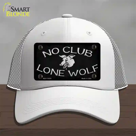 No Club Lone Wolf Novelty License Plate Hat Mesh / White