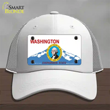 Washington Seal And State Novelty License Plate Hat Mesh / White