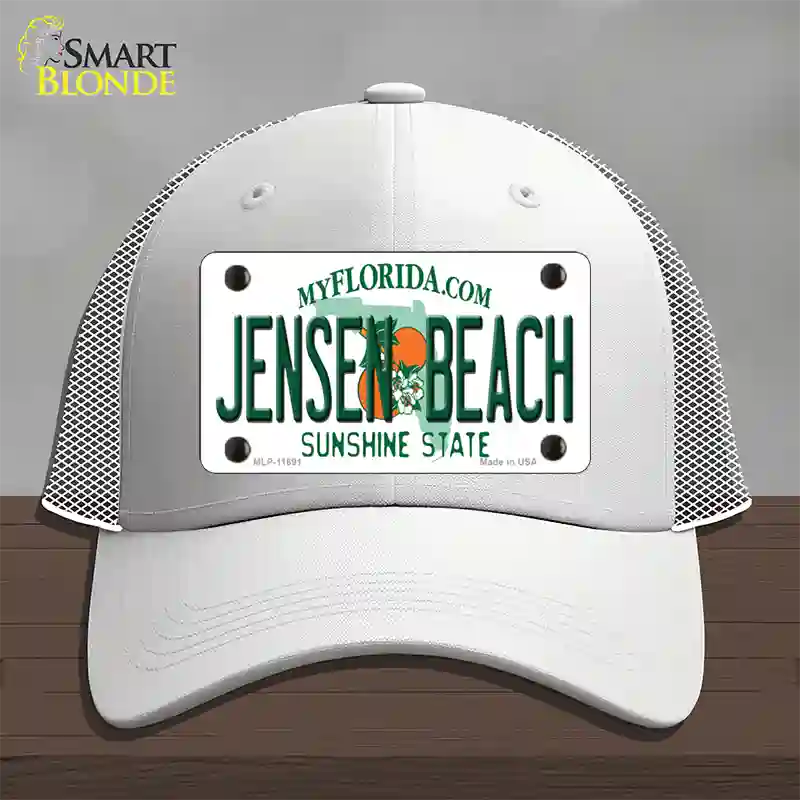 Jensen Beach Florida Novelty License Plate Hat Mesh / White