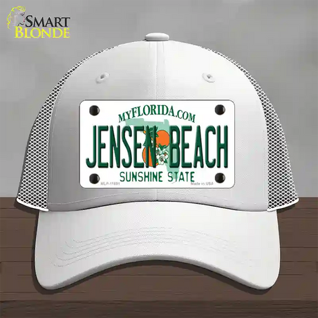 Jensen Beach Florida Novelty License Plate Hat Mesh / White