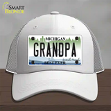 Grandpa Michigan Novelty License Plate Hat Mesh / White