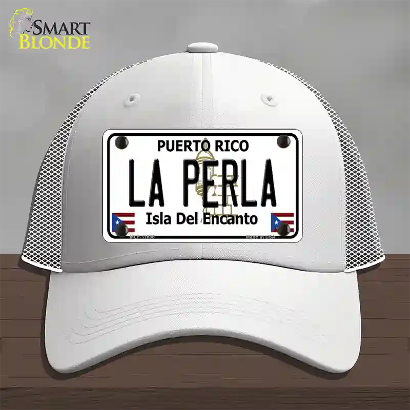 La Perla Puerto Rico Novelty License Plate Hat Mesh / White