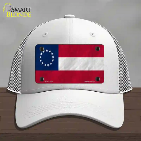 First Confederate Flag 13 Stars Novelty License Plate Hat Mesh / White