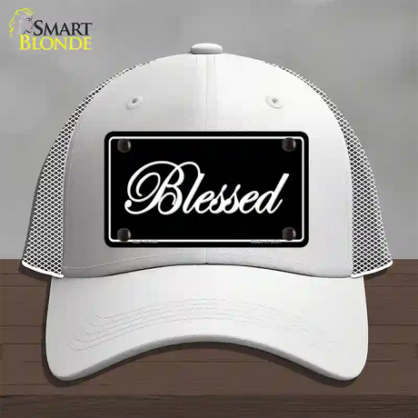 Blessed Black Novelty License Plate Hat Mesh / White