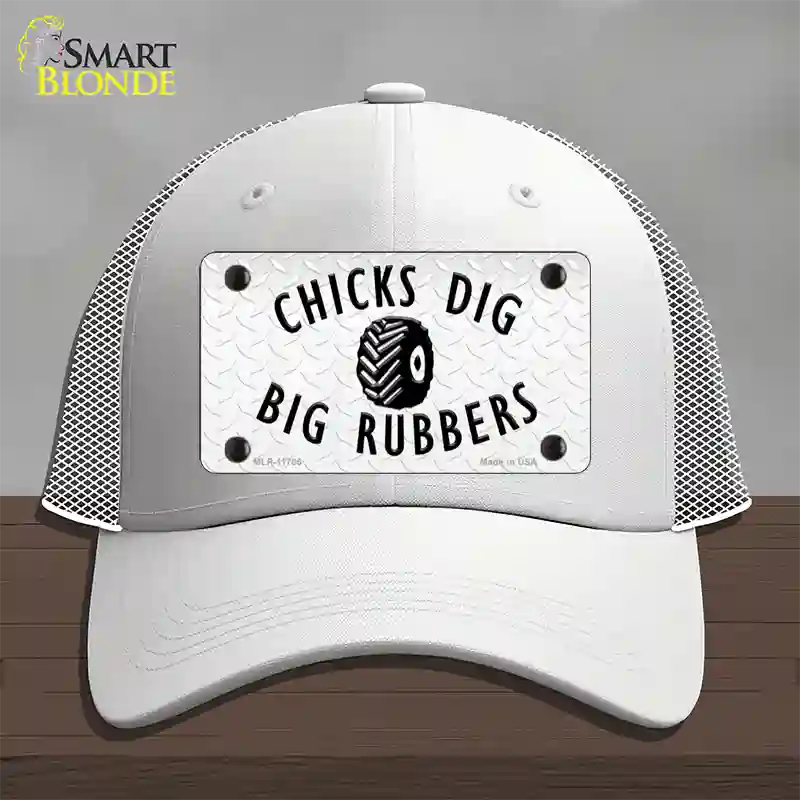 Chicks Dig Big Rubbers Novelty License Plate Hat Mesh / White