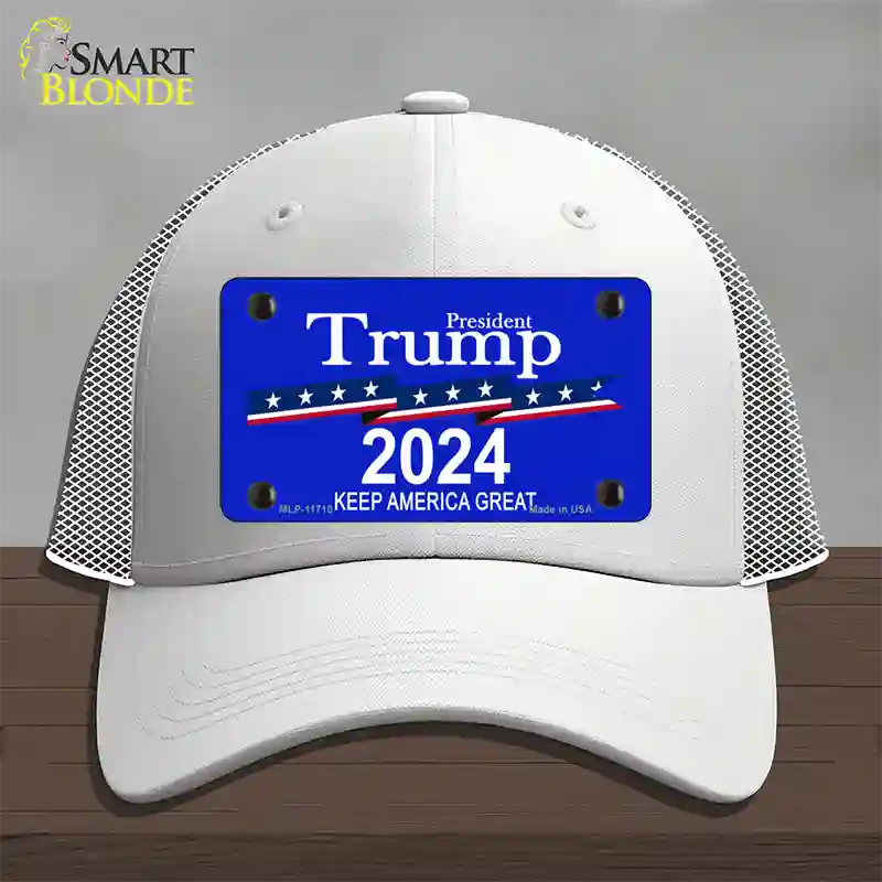 President Trump 2024 Novelty License Plate Hat Mesh / White