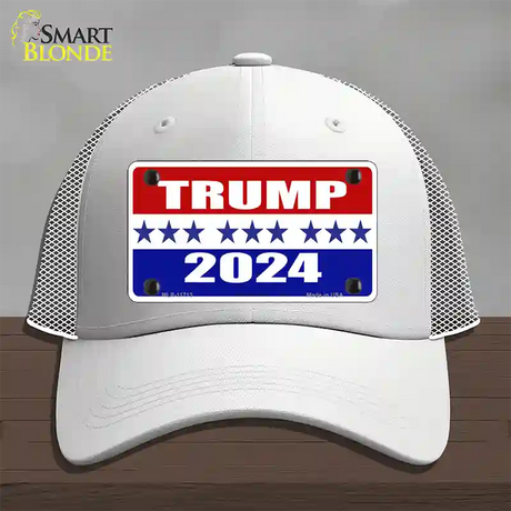 Trump 2024 Star Novelty License Plate Hat Mesh / White