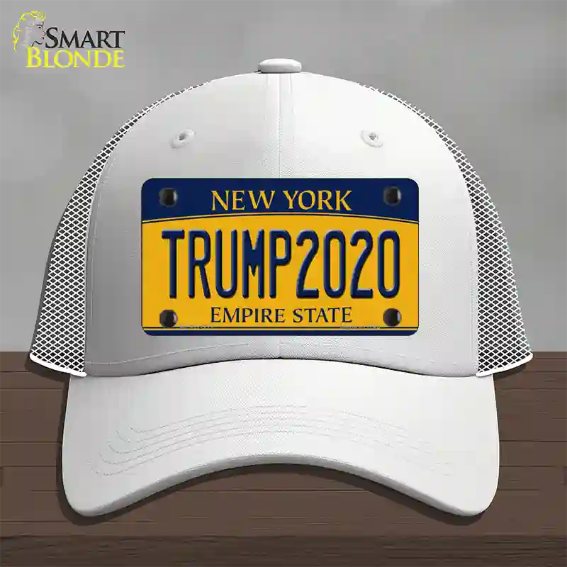 Trump 2020 New York Novelty License Plate Hat Mesh / White