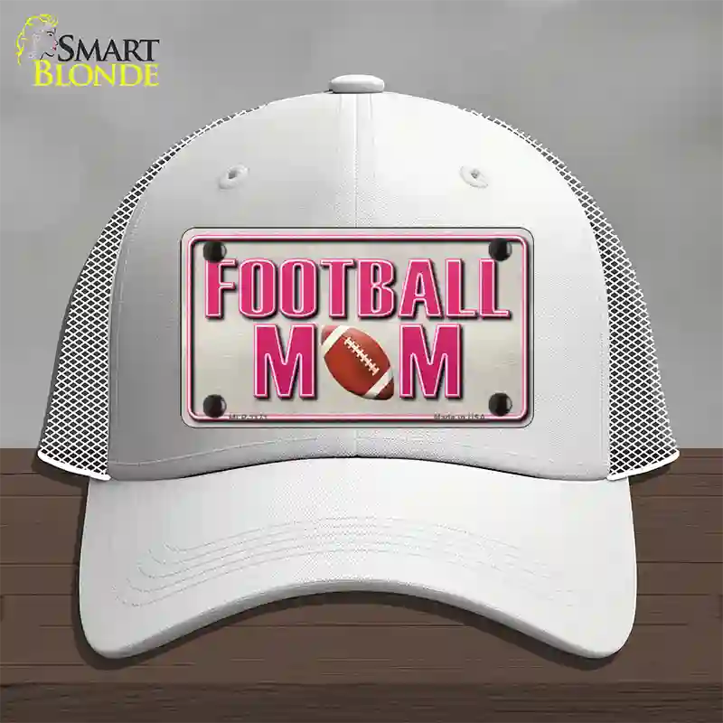 Football Mom Novelty License Plate Hat Mesh / White