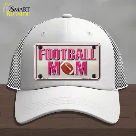 Football Mom Novelty License Plate Hat Mesh / White