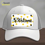 Welcome Bee Novelty License Plate Hat Mesh / White