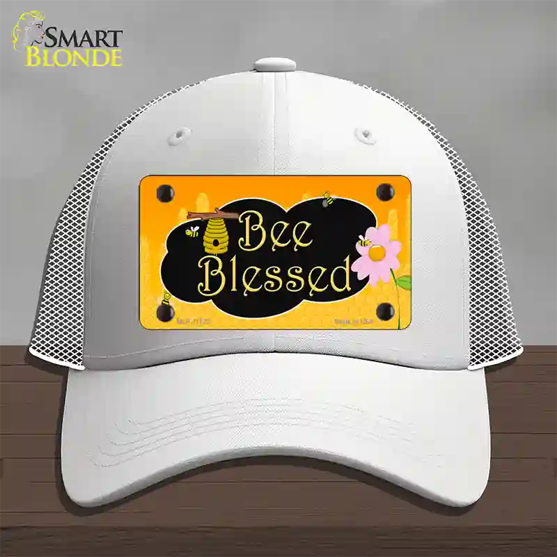 Bee Blessed Honey Hive Novelty License Plate Hat Mesh / White