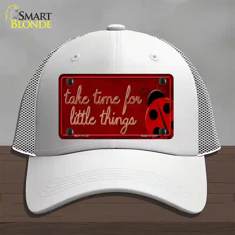 Take Time for Little Things Novelty License Plate Hat Mesh / White