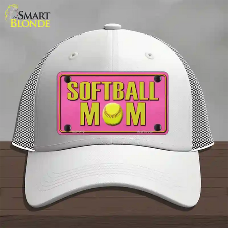 Softball Mom Novelty License Plate Hat Mesh / White