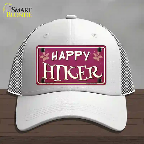 Happy Hiker Novelty License Plate Hat Mesh / White