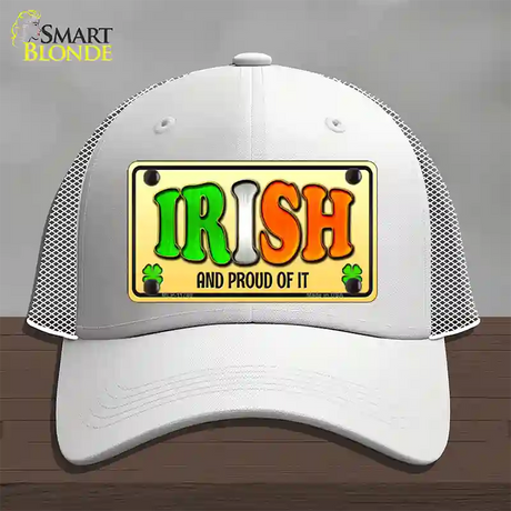 Irish and Proud Novelty License Plate Hat Mesh / White