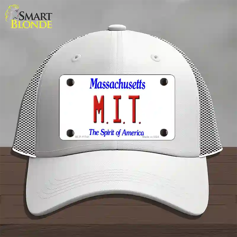 MIT Massachusetts State Novelty License Plate Hat Mesh / White