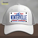 Winterville North Carolina State Novelty License Plate Hat Mesh / White