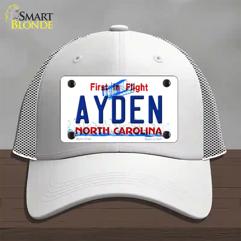 Ayden North Carolina State Novelty License Plate Hat Mesh / White