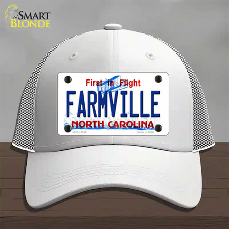 Farmville North Carolina State Novelty License Plate Hat Mesh / White