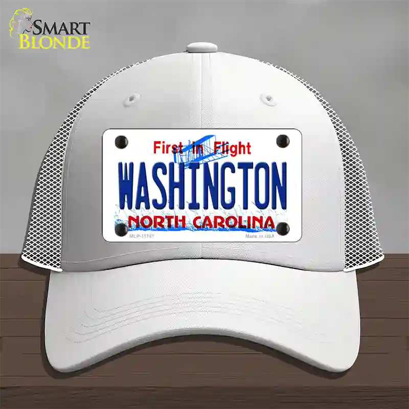 Washington North Carolina State Novelty License Plate Hat Mesh / White