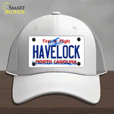 Havelock North Carolina State Novelty License Plate Hat Mesh / White