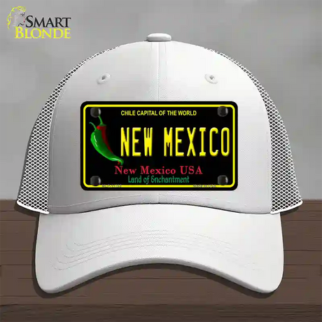 New Mexico Black State Novelty License Plate Hat Mesh / White